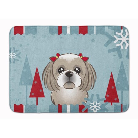 Carolines Treasures Winter Holiday Grey and Silver Shih Tzu Machine Washable Memory Foam Mat BB1746RUG